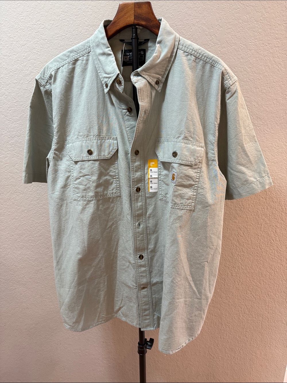 Carhartt Short Sleeve Button-Down Work Shirt in Light Sage men’s XL